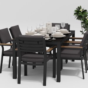 Обеденная группа Gardenini Calma со стульями Bella темно-серый/антрацит 180 x 90