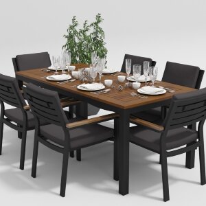 Обеденная группа Gardenini Bella темно-серый/антрацит 180 x 90