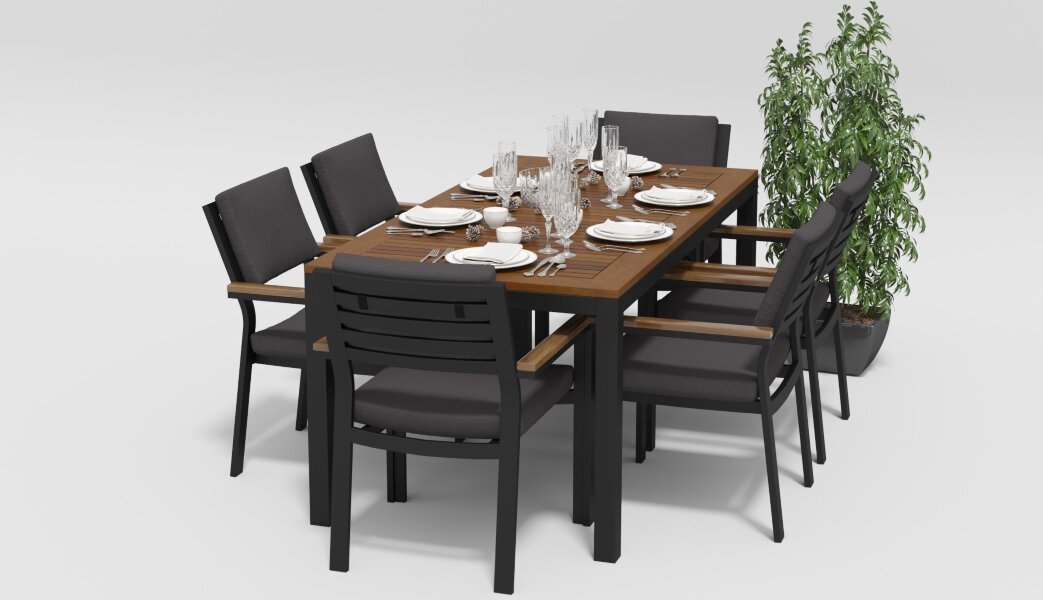 Обеденная группа Gardenini Bella темно-серый/антрацит 180 x 90