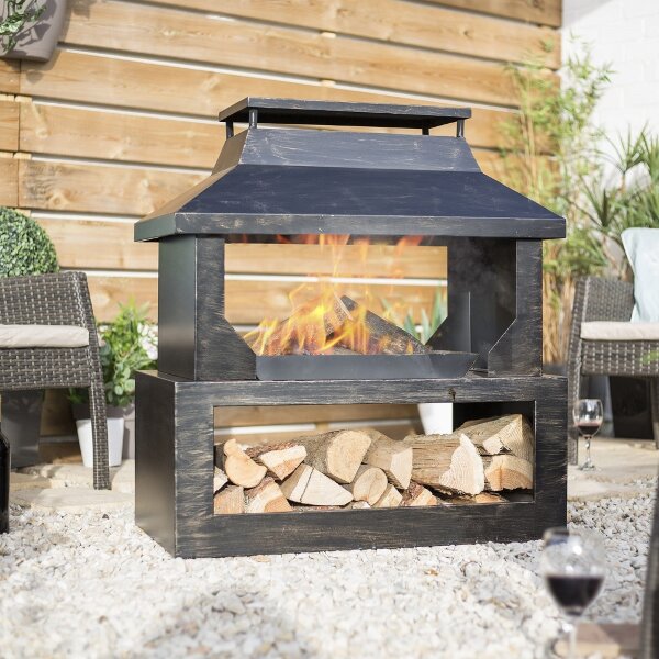 Очаг для костра La Hacienda Stonehurst уличный камин с дровницей