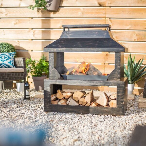 Очаг для костра La Hacienda Stonehurst уличный камин с дровницей