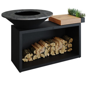 Дровяной гриль OFYR Island 100 Black с деревянной столешницей