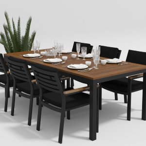 Обеденная группа Gardenini Bella темно-серый/черный 200 x 100