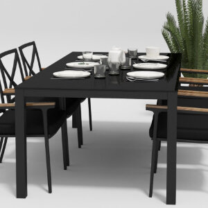 Обеденная группа Gardenini Calma темно-серый/черный 200 x 100