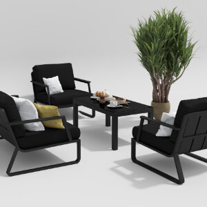 Лаунж зона Gardenini Voglie темно-серый/черный