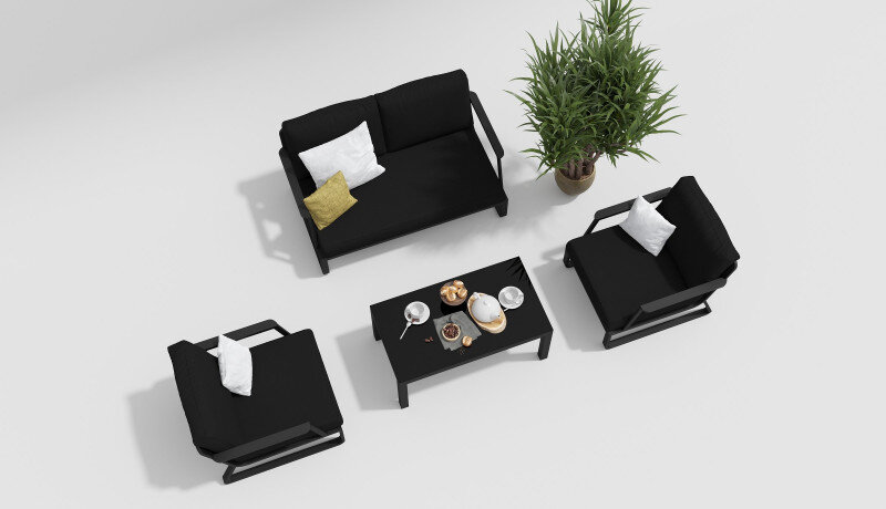 Лаунж зона Gardenini Voglie темно-серый/черный