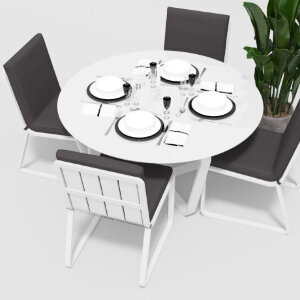 Обеденная группа Gardenini Primavera со стульями Voglie белый/антрацит