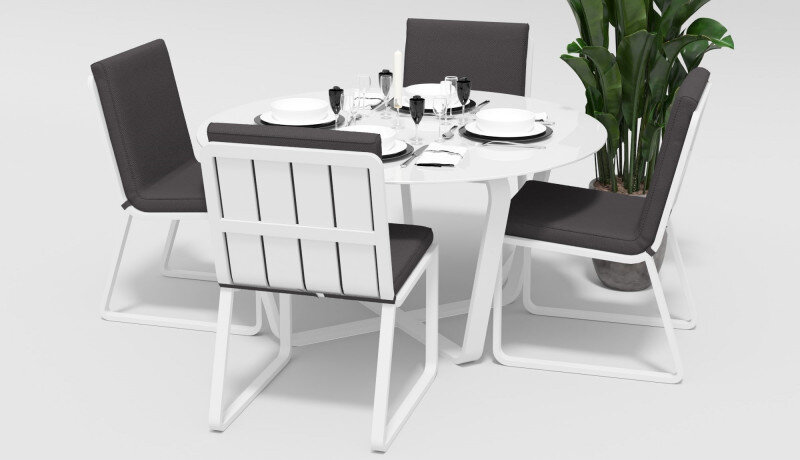 Обеденная группа Gardenini Primavera со стульями Voglie белый/антрацит