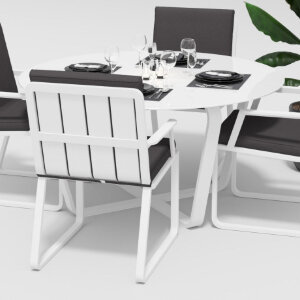 Обеденная группа Gardenini Primavera со стульями Voglie Armrest белый/антрацит