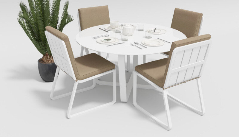 Обеденная группа Gardenini Primavera со стульями Voglie белый/бежевый
