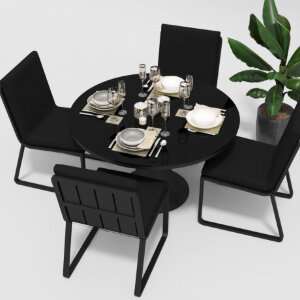 Обеденная группа Gardenini Voglie Round темно-серый/черный