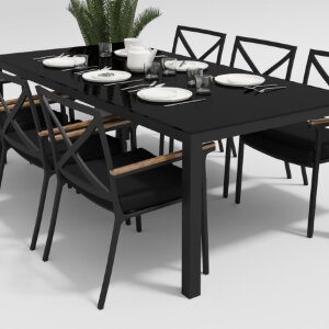 Обеденная группа Gardenini Calma темно-серый/черный 220 x 100