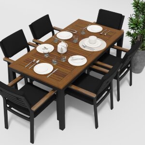 Обеденная группа Gardenini Bella темно-серый/черный 180 x 90