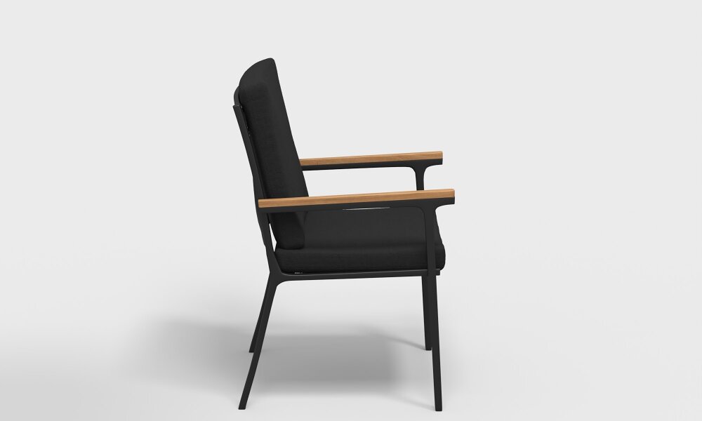 Обеденная группа Gardenini Bella со стульями Calma S темно-серый/черный 80 x 80